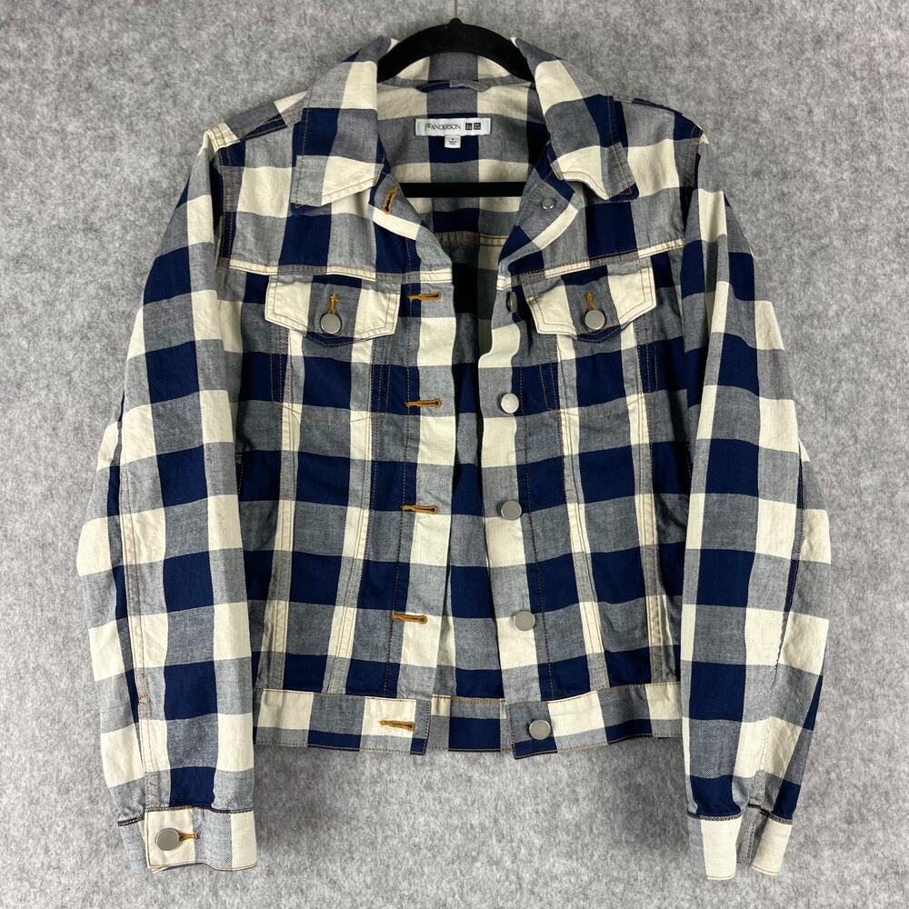 Uniqlo JW Anderson‎ Trucker Jacket Womens Small Check Cotton Preppy Classic